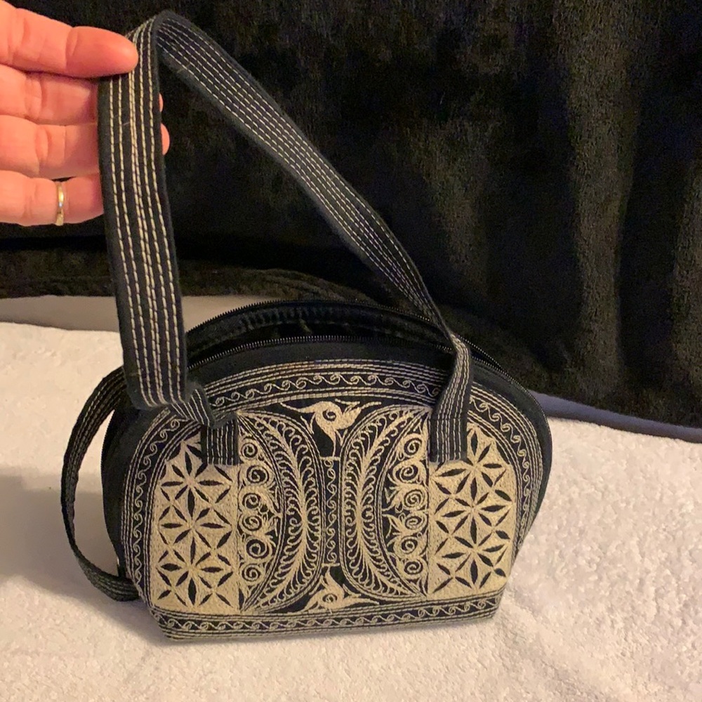 Hand embroidered handbag